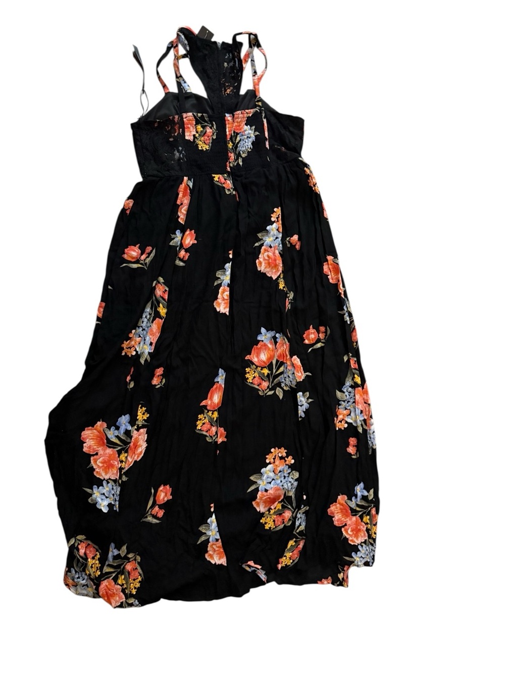 Torrid Floral Lace Inset Maxi Dress Black Multi Floral Size 16 NWT Euro Summer - Picture 3 of 8